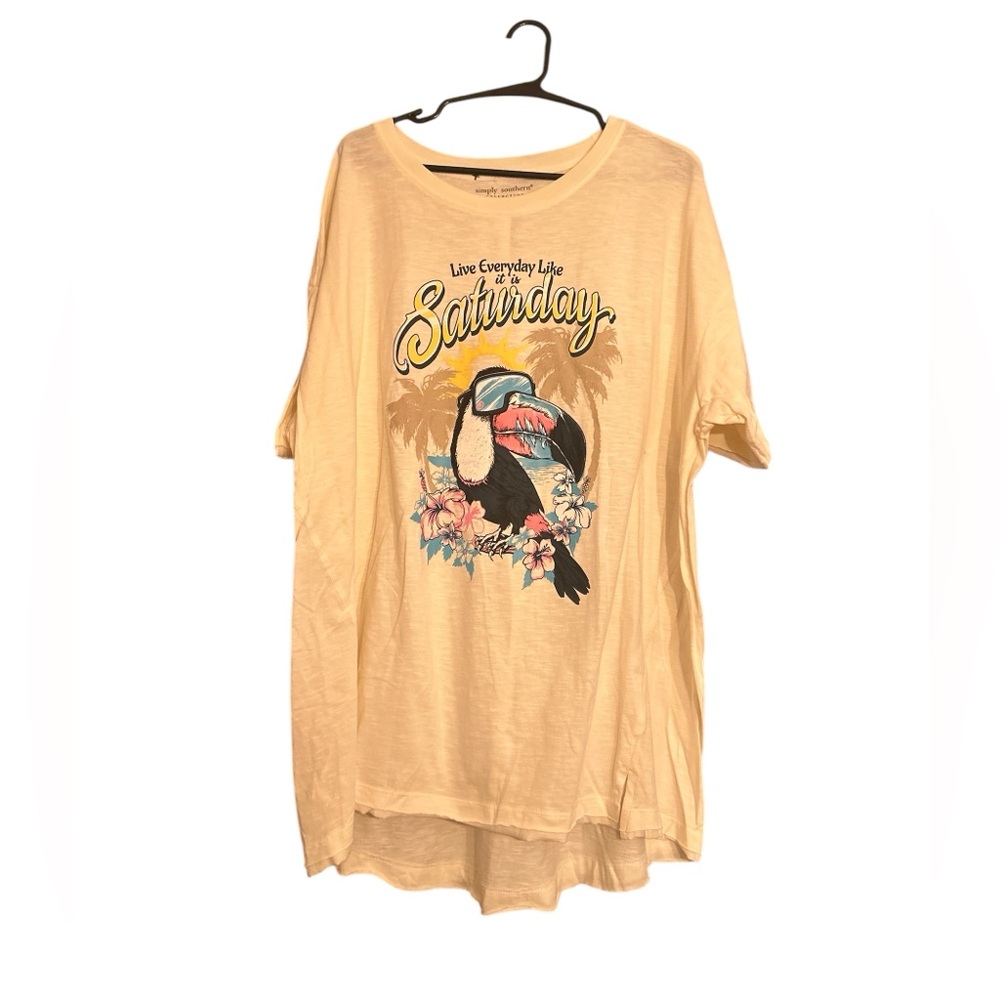 Simply Southern Live everyday like its Saturday Toucan Yellow Tee Size X… - Picture 2 of 3
